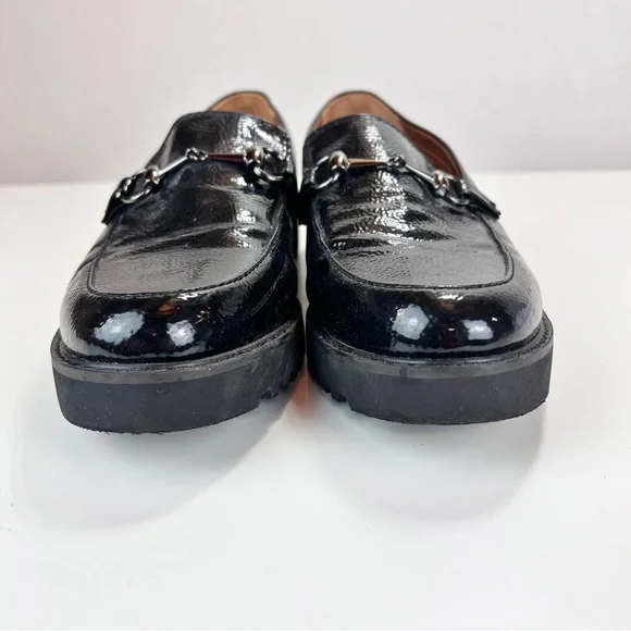 Franco Sarto Cason Loafer Size 9.5M Faux Patent Leather Bridle Bit Lug Sole - Picture 2 of 9